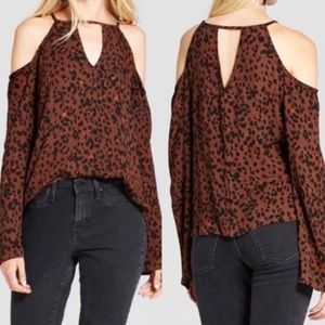 Mossimo Cold Shoulder Long Sleeve Animal Print